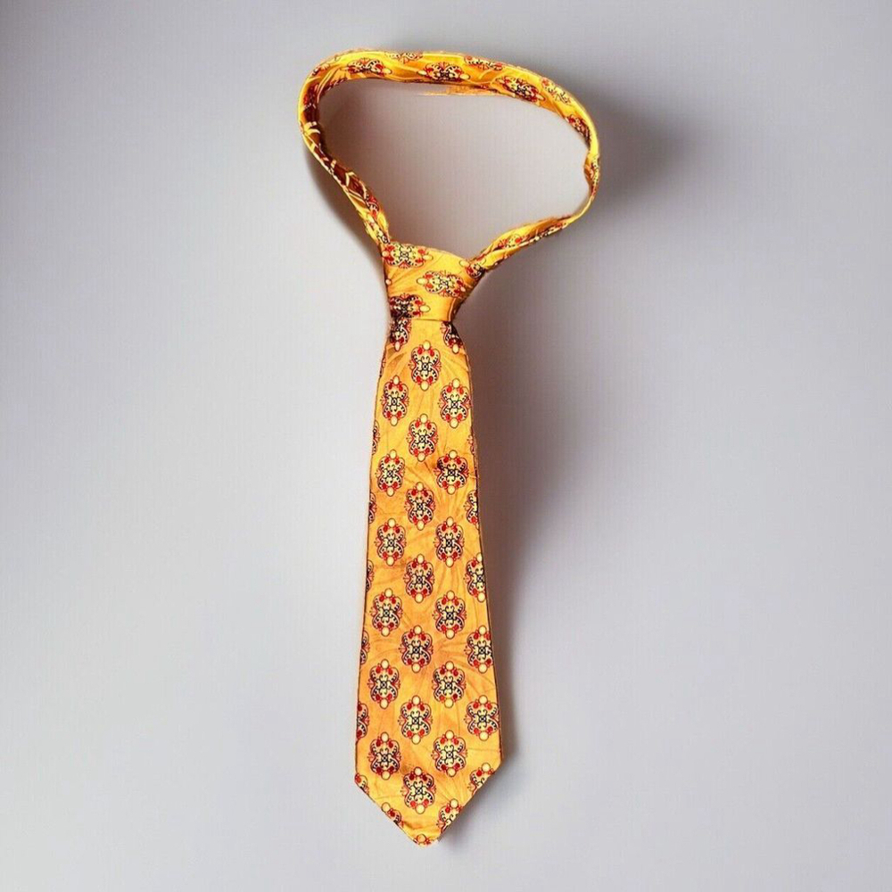 Vintage Men’s Silk Necktie Wembley Gold with Red Print 40s, 50s